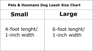 size chart dog leash
