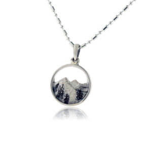 Round Sterling Silver Mountain Charm