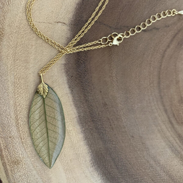 Green Skeleton Leaf Necklace from Naturally Forested
