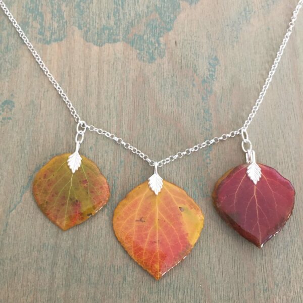 Reddish/Orange Aspen Leaf Necklace from Naturally Forested