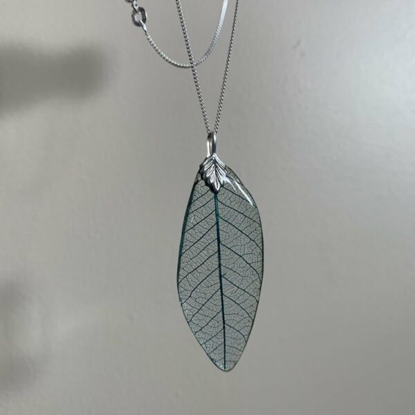 Turquoise Skeleton Leaf Necklace by Naturally Forested