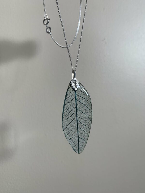Turquoise Skeleton Leaf Necklace by Naturally Forested
