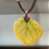 Yellow Aspen Leaf on Antiqued Copper Necklace