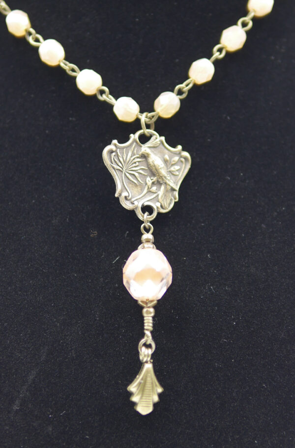 Boho Peach Rosary Bead Necklace 48 1
