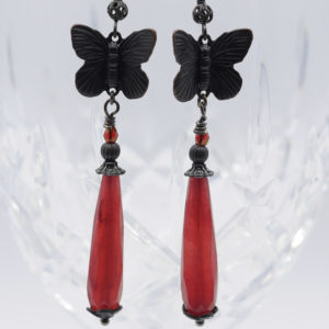Boho Red Jade Butterfly Earrings 25